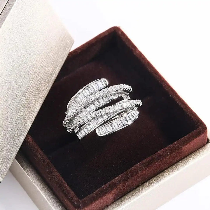 Anillo Circonita Plateado Ajustable