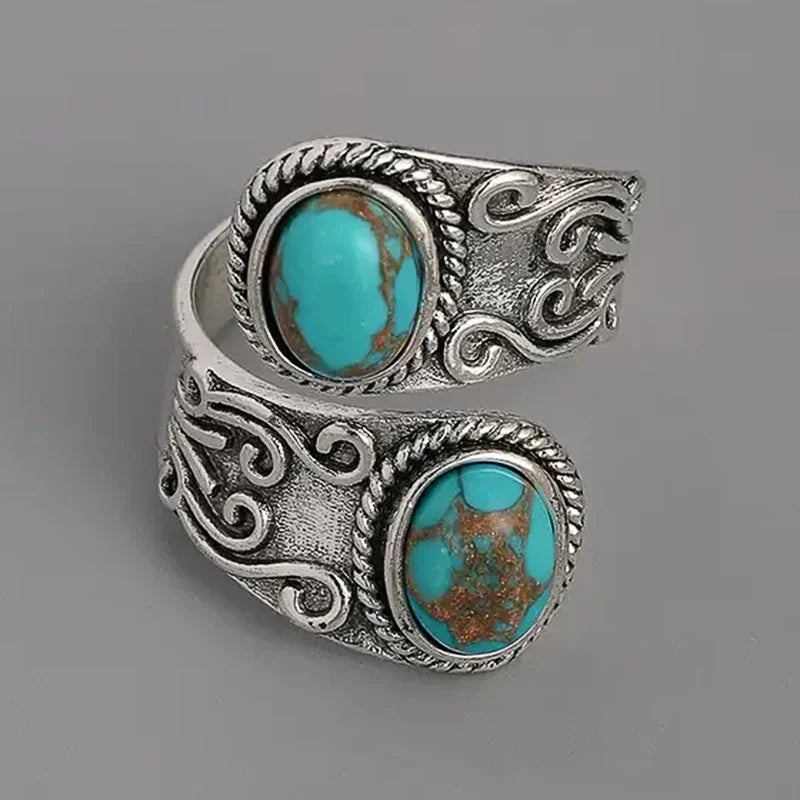 Anillo Envolvente de Plata con Turquesa