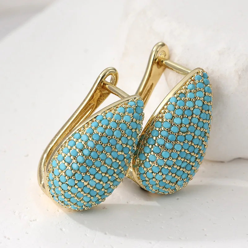 Pendientes Gota Turquesa Dorados