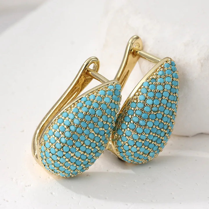 Pendientes Gota Turquesa Dorados