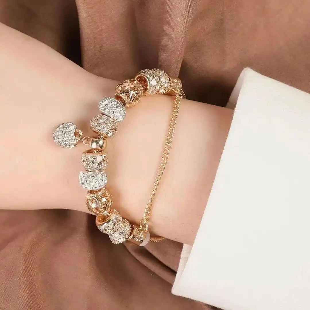 Pulsera Dorada Gruesa Corazón