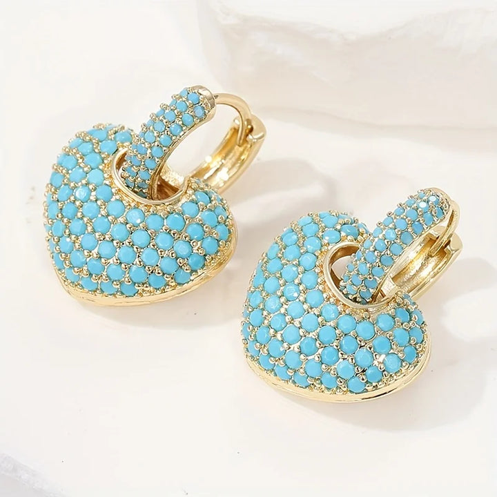 Pendientes Corazón Turquesa Brillante