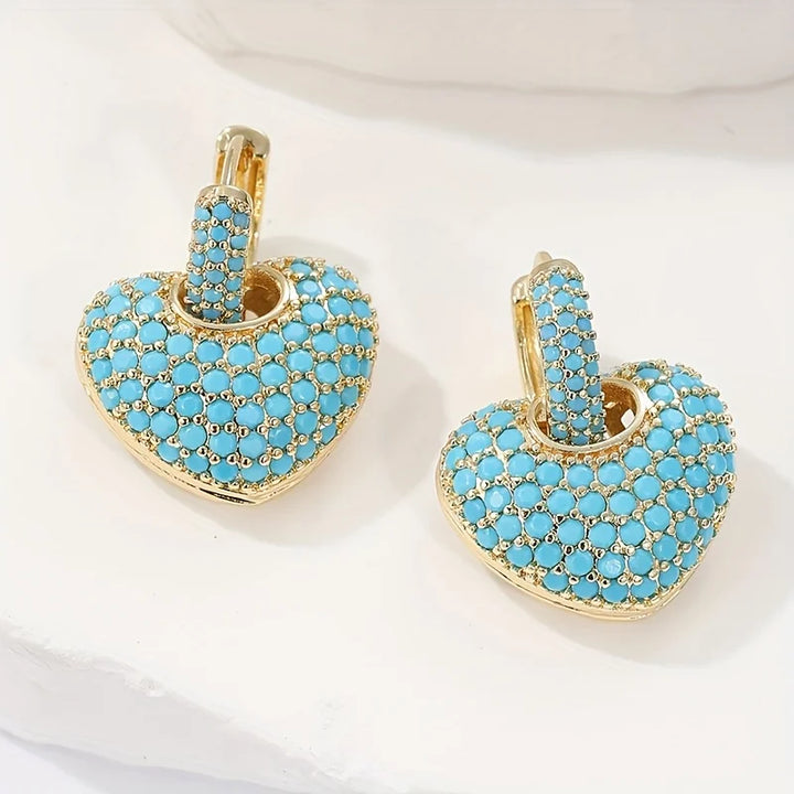 Pendientes Corazón Turquesa Brillante