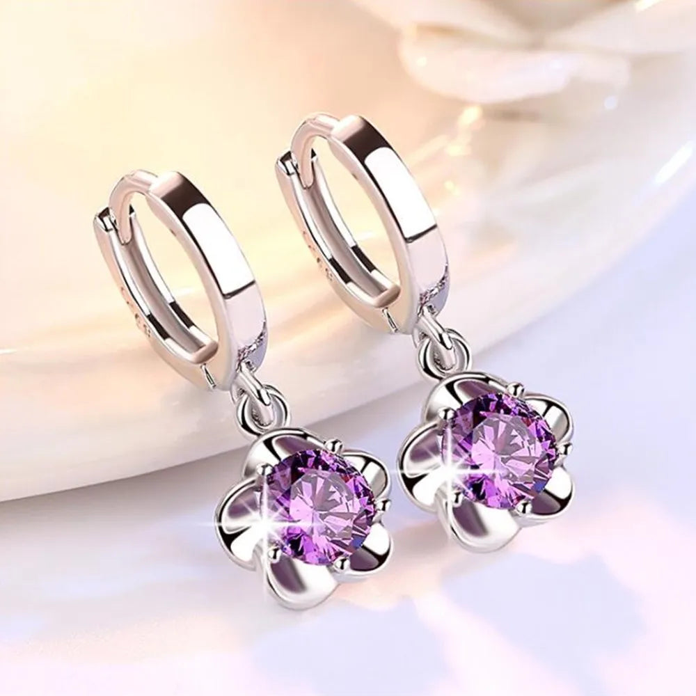 Pendientes Lila con Brillos