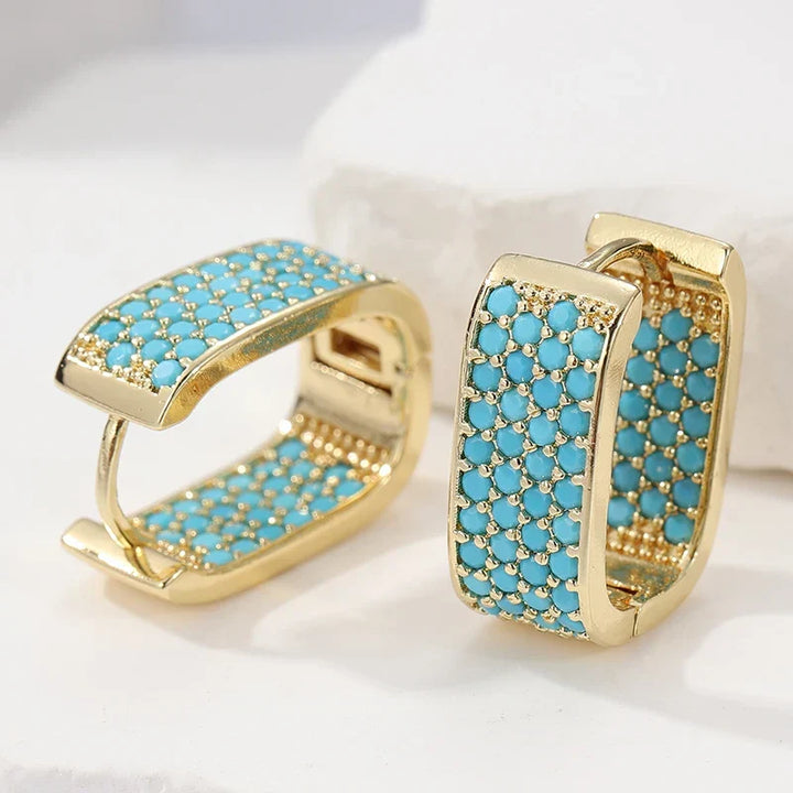 Aros Rectangulares con Turquesa
