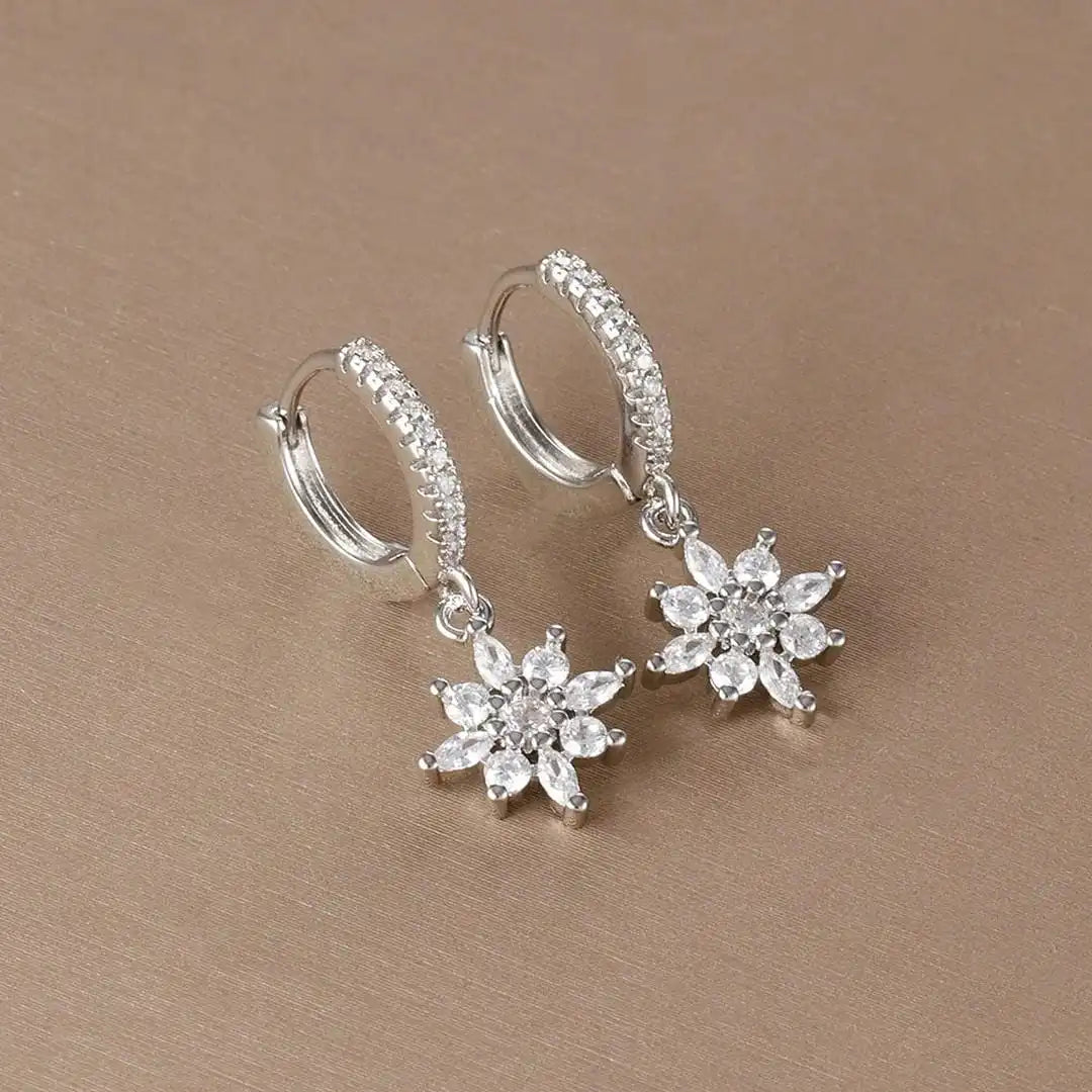 Pendientes Colgantes Copo de Nieve de Cristal
