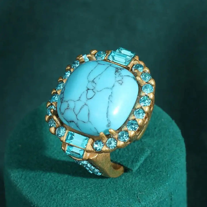 Anillo Turquesa de Oro Ajustable