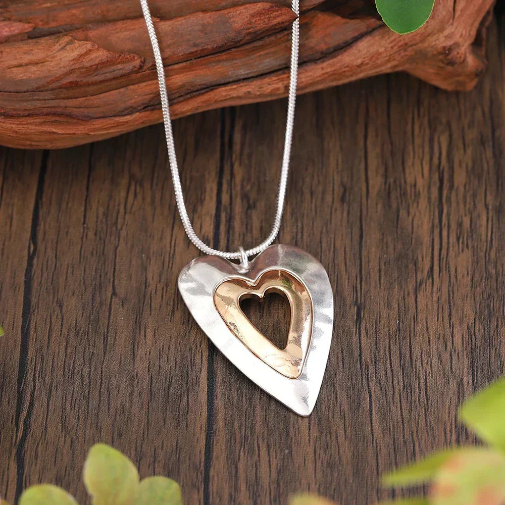 Collar Corazón Bicolor Vintage