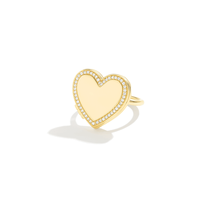 Anillo personalizado con foto en corazón, oro