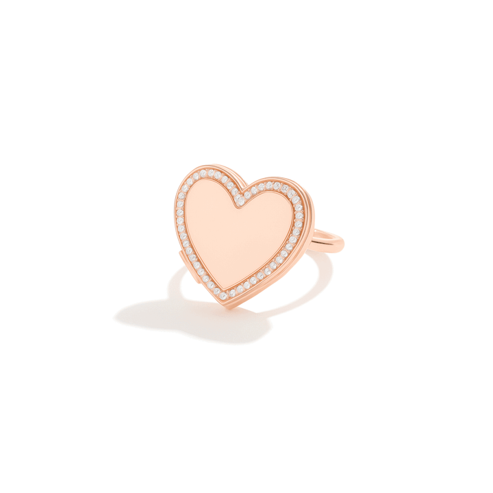 Anillo personalizado con foto en corazón, oro rosa