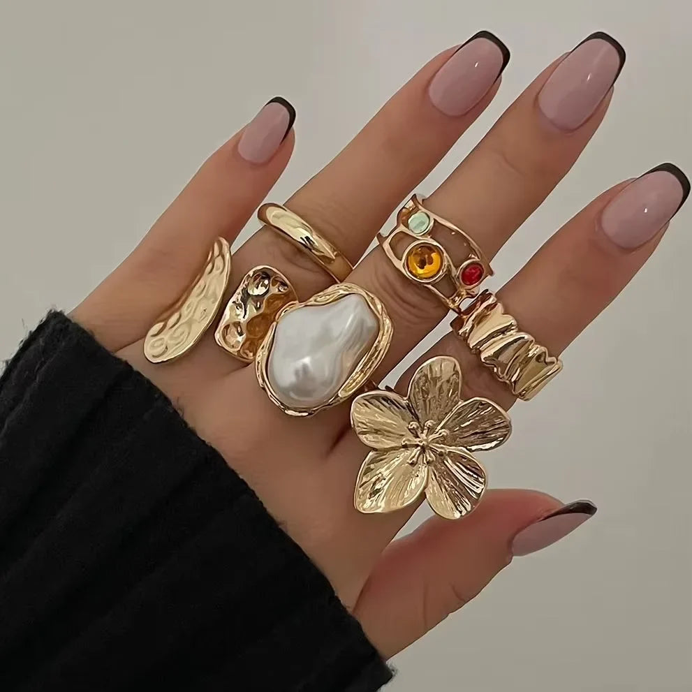 Anillo con Flor y Perla