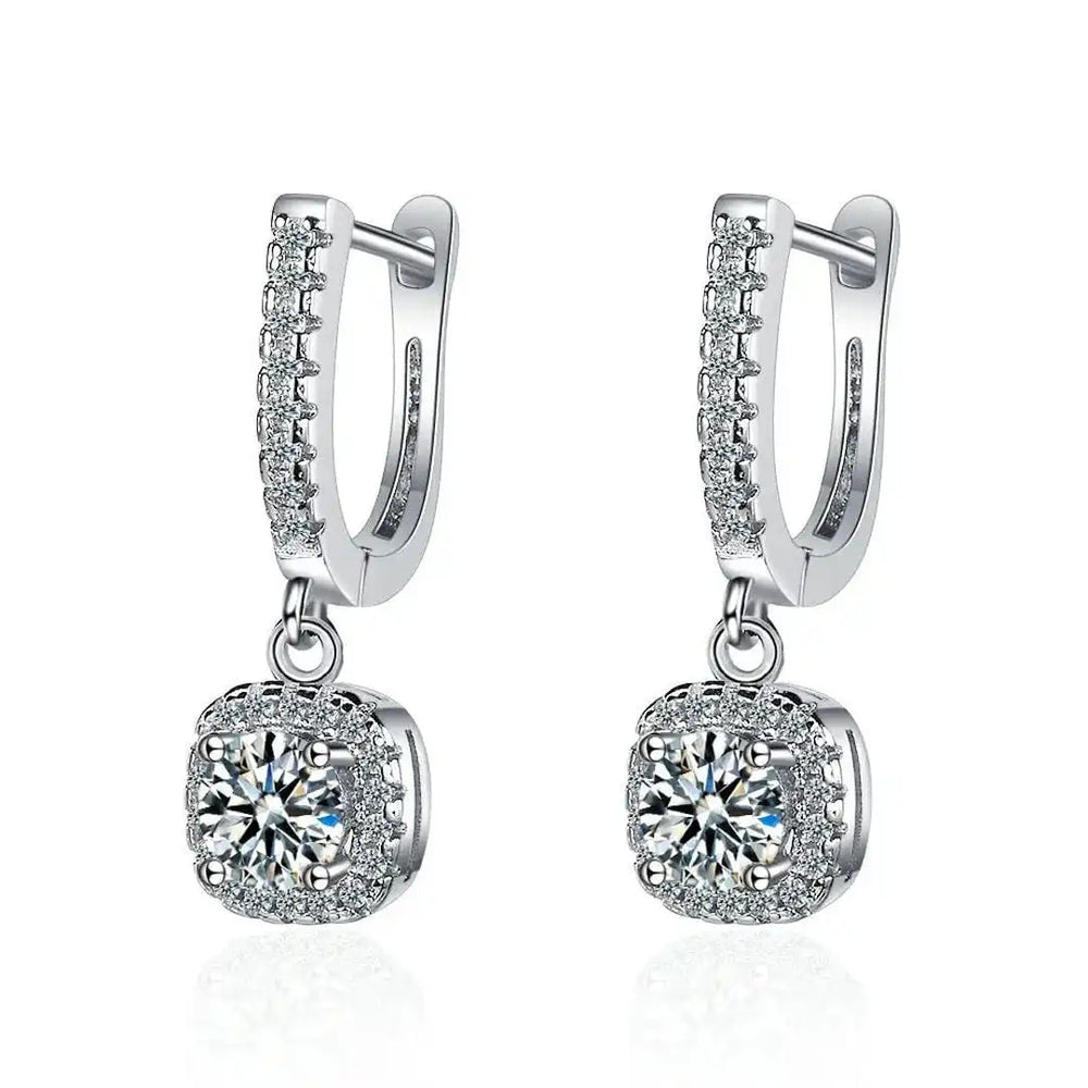 Pendientes Clásicos Oro Blanco con Piedra