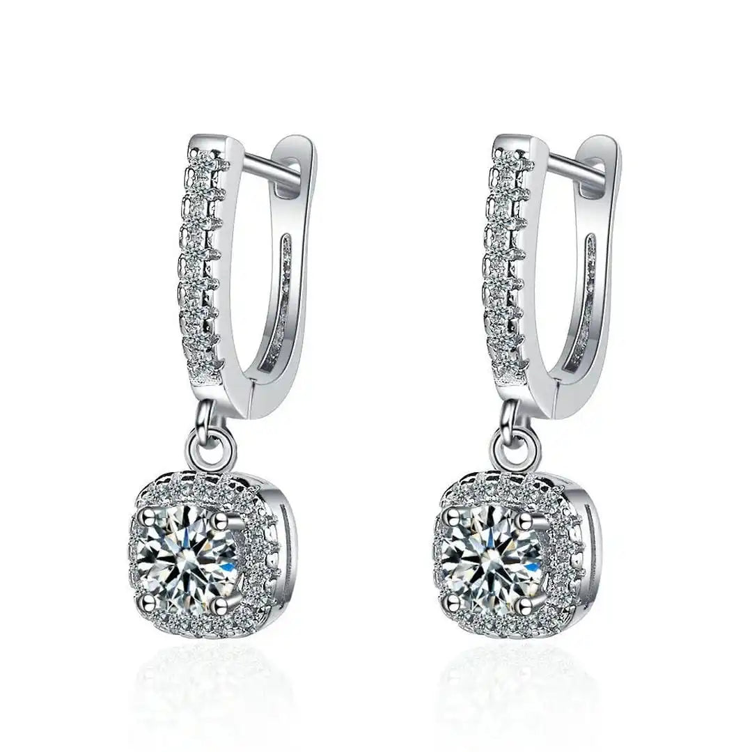 Pendientes Clásicos Oro Blanco con Piedra