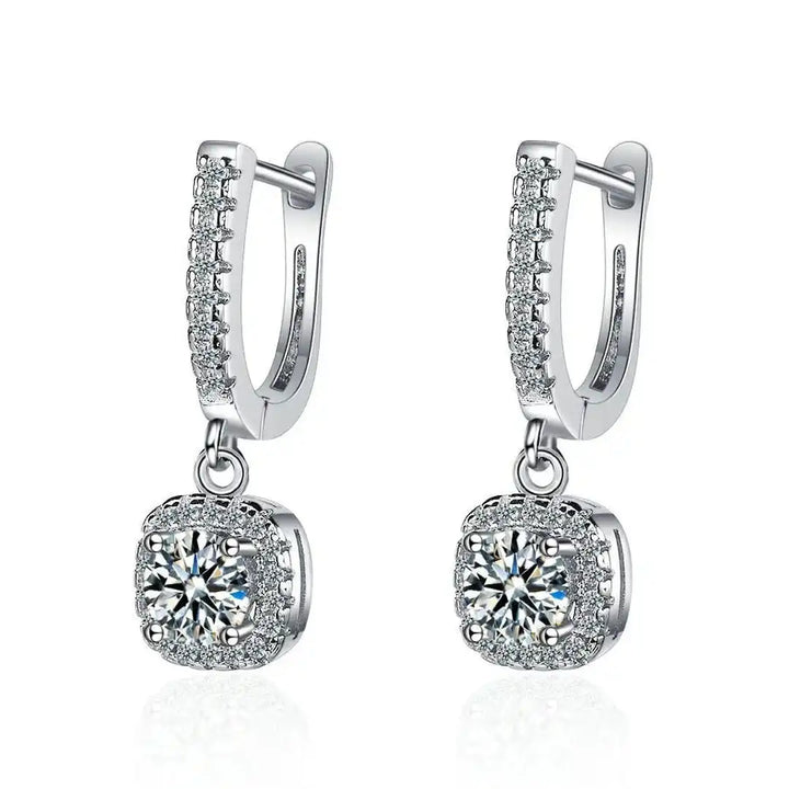 Pendientes Clásicos Oro Blanco con Piedra