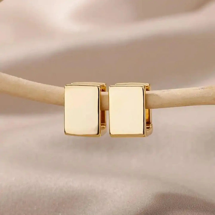 Pendientes Cuadrados Geométricos Dorados