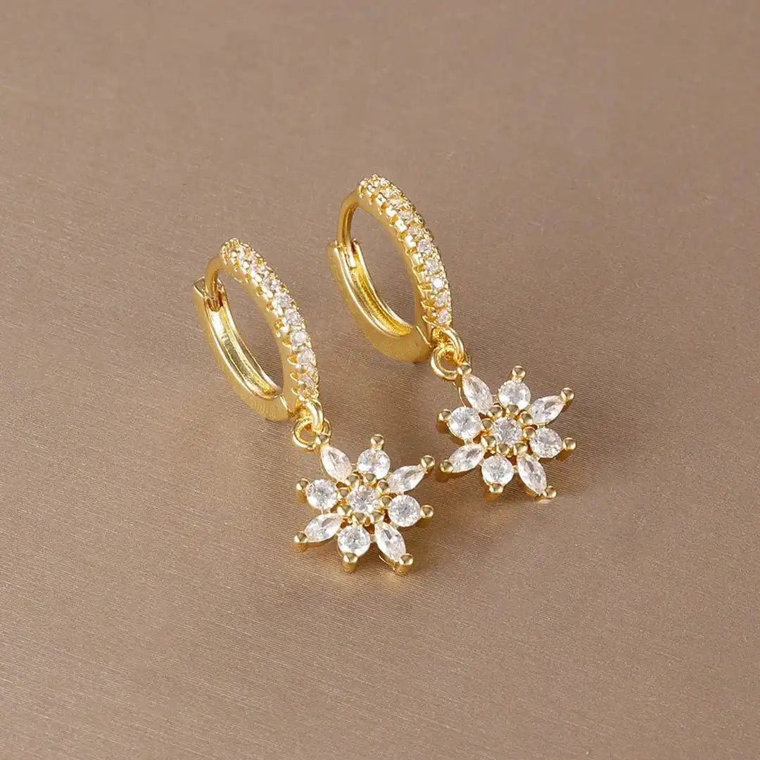 Pendientes Colgantes Copo de Nieve de Cristal