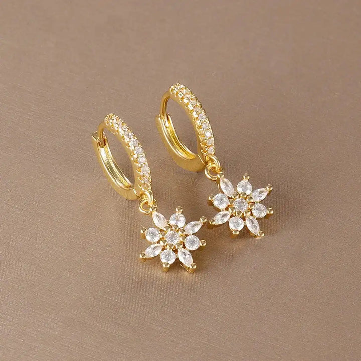 Pendientes Colgantes Copo de Nieve de Cristal