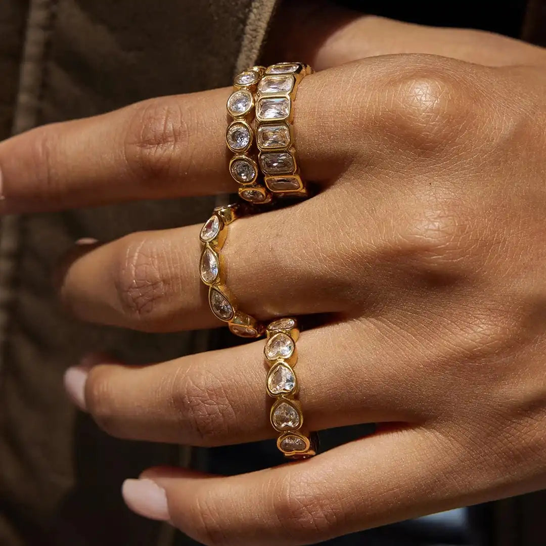 Set Variado de Anillos Circonita Baguette