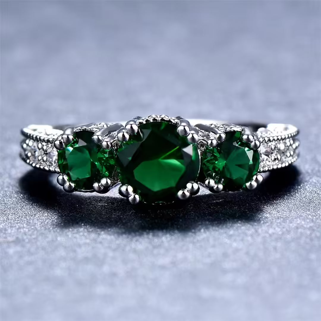 Anillo Piedra Verde Escultural