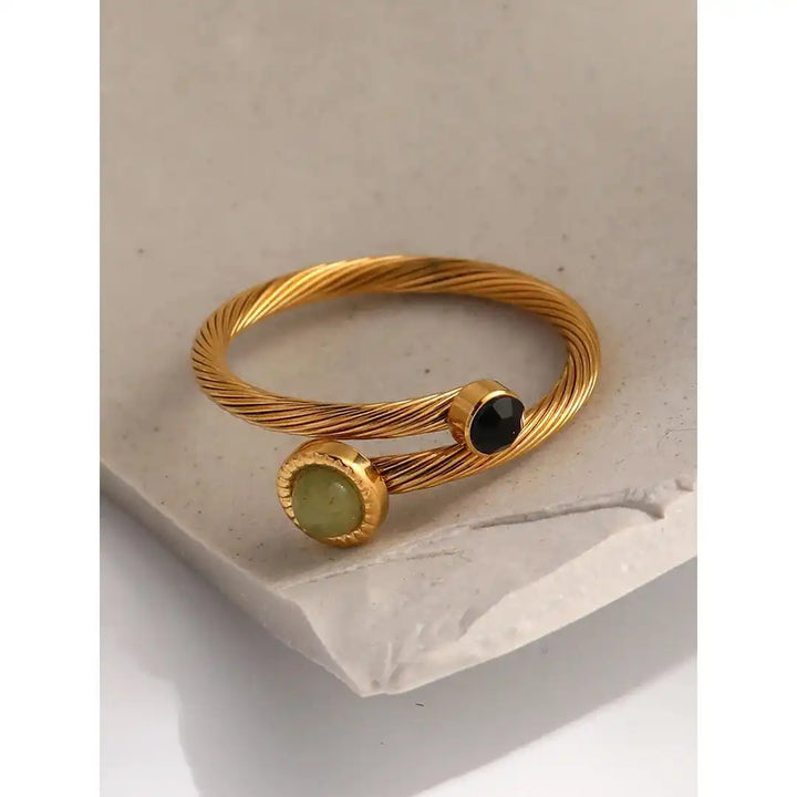 Anillo Ajustable Verde y Negro