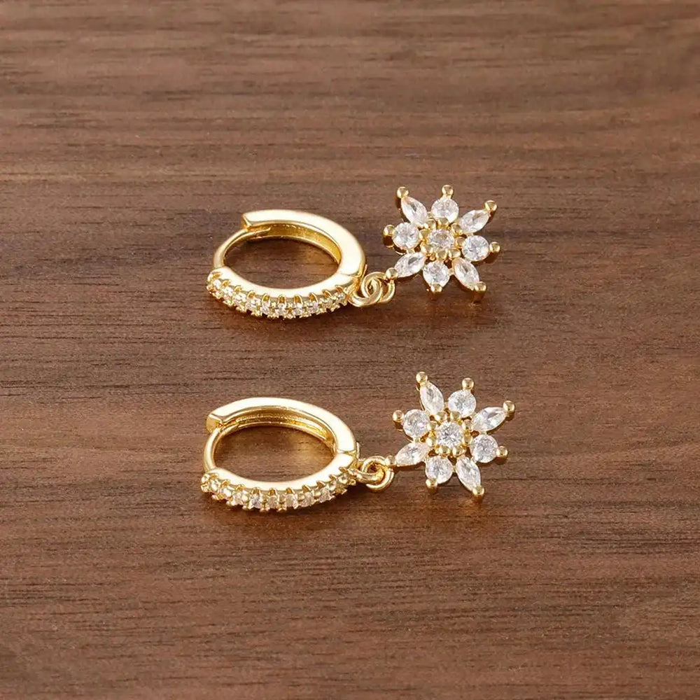 Pendientes Colgantes Copo de Nieve de Cristal