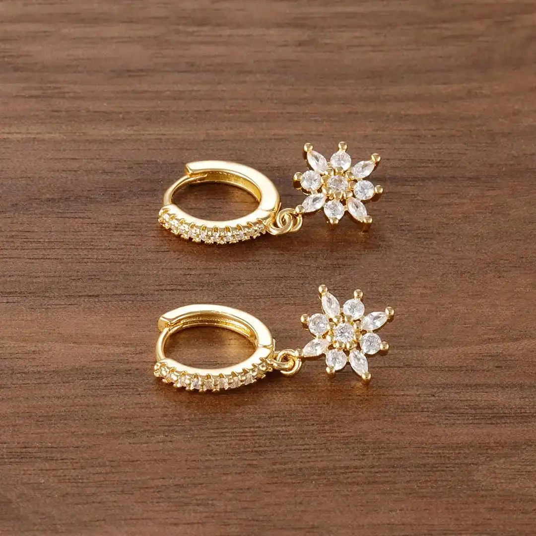 Pendientes Colgantes Copo de Nieve de Cristal