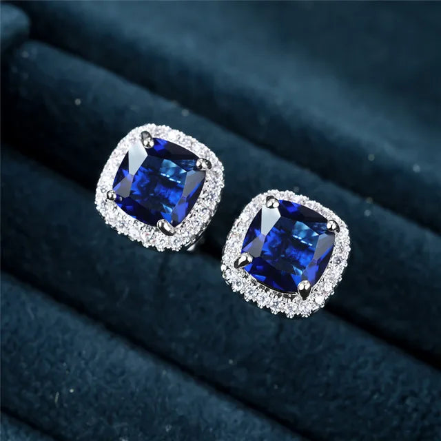 Pendientes Cuadrados Azules