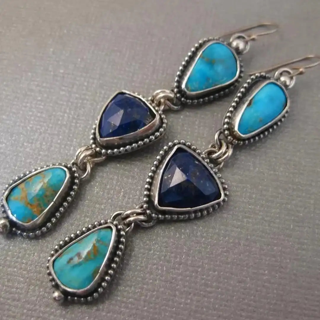 Pendientes Colgantes Triángulos Turquesa y Azul