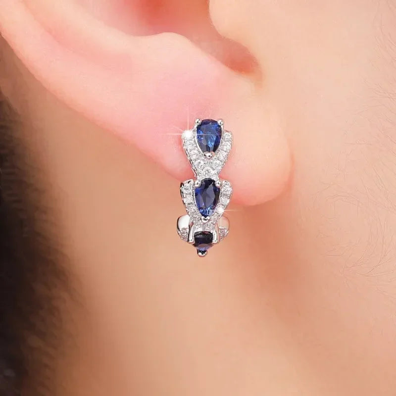 Pendientes blasón real de zafiro Oro