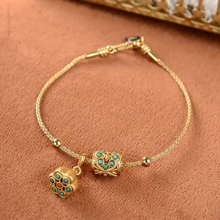 Pulsera Loto de Oro Turquesa