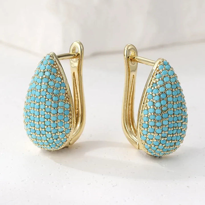 Pendientes Gota Turquesa Dorados