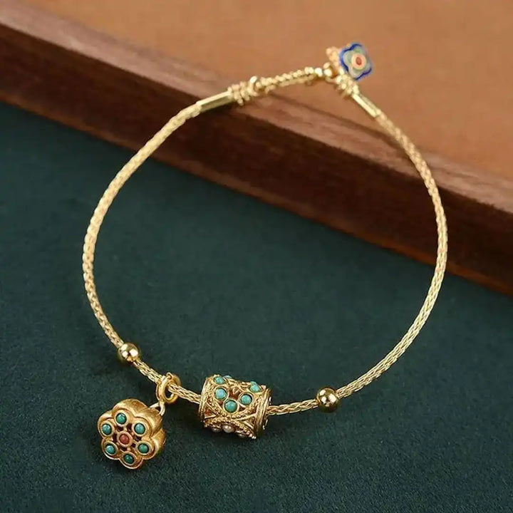 Pulsera Loto de Oro Turquesa