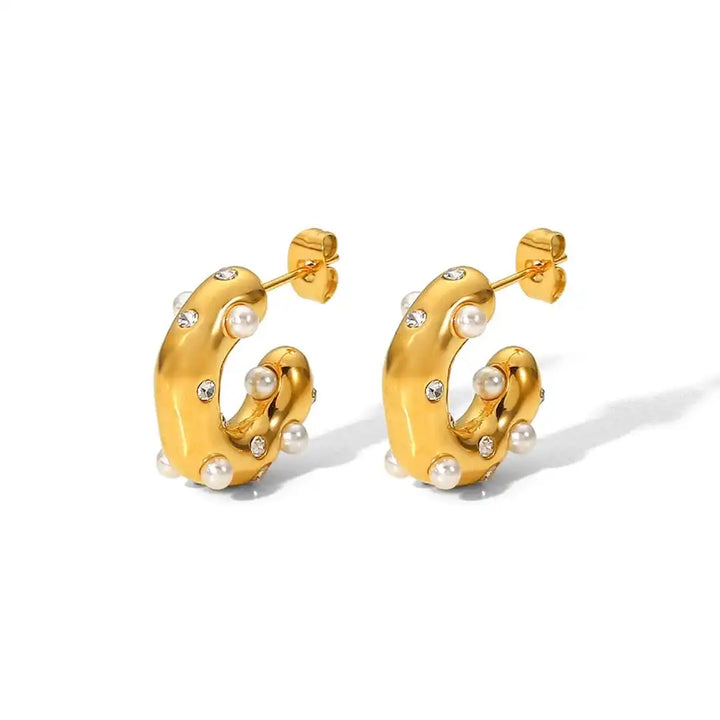Aros Circulares Dorados con Circonitas Resplandecientes