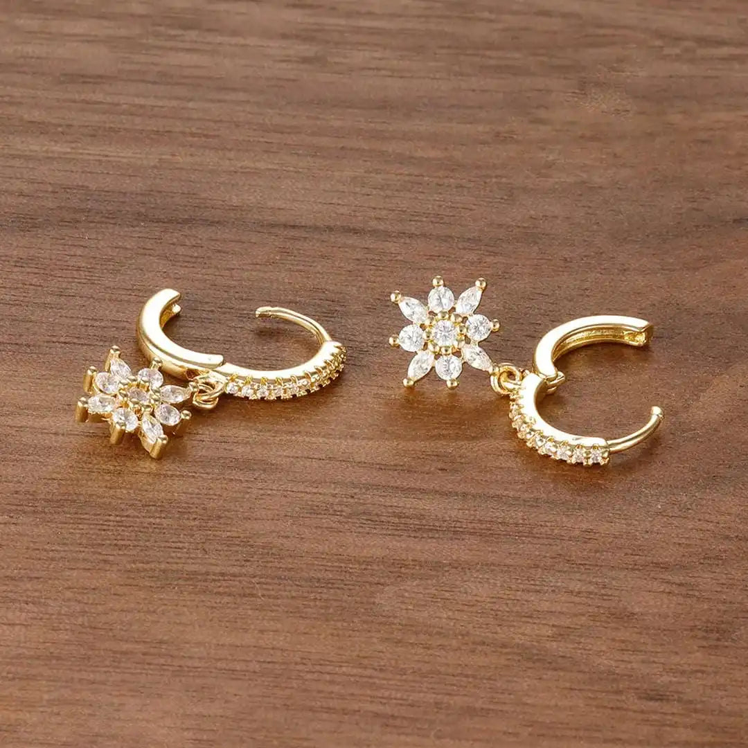 Pendientes Colgantes Copo de Nieve de Cristal