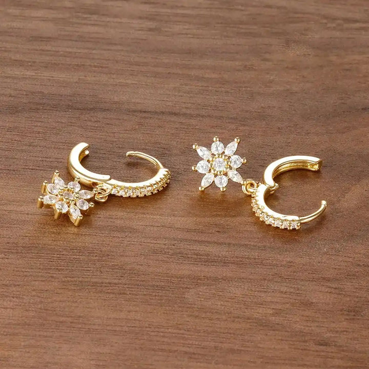 Pendientes Colgantes Copo de Nieve de Cristal