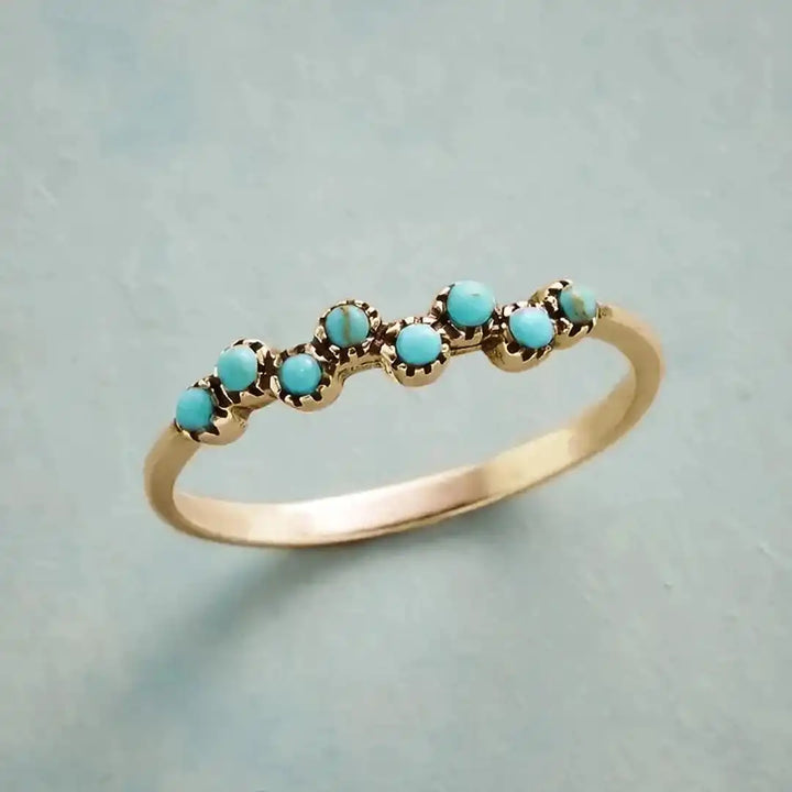 Anillo Fino Turquesa Ondulado