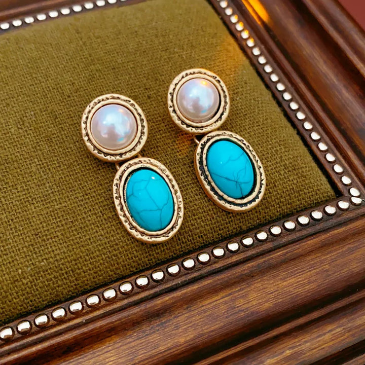Conjunto Turquesa y Perlas Antiguo