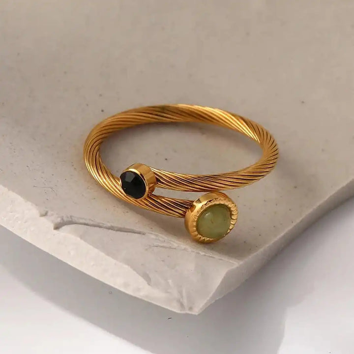 Anillo Ajustable Verde y Negro