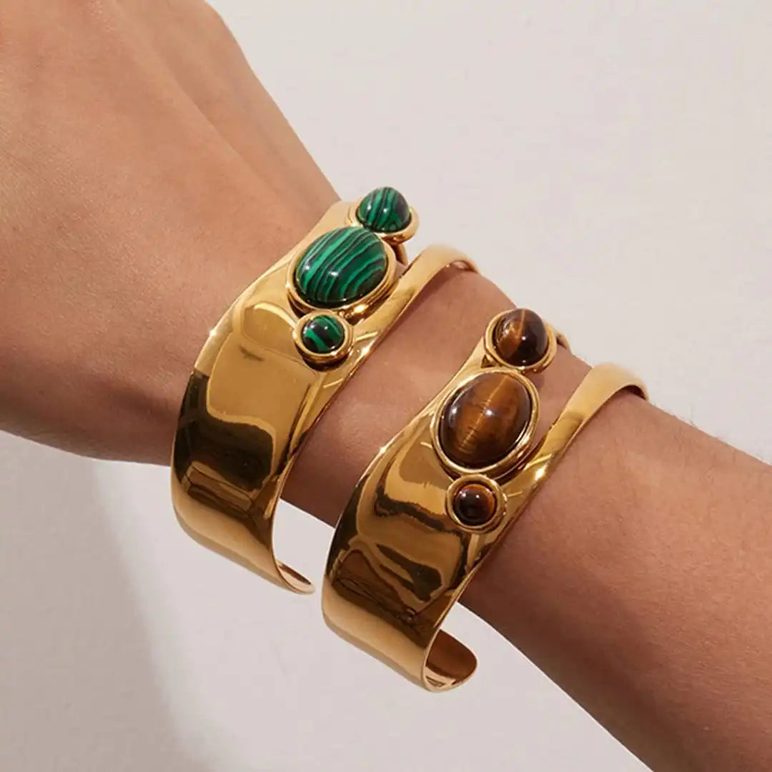 Pulsera Vintage Dorada Ojo de Tigre