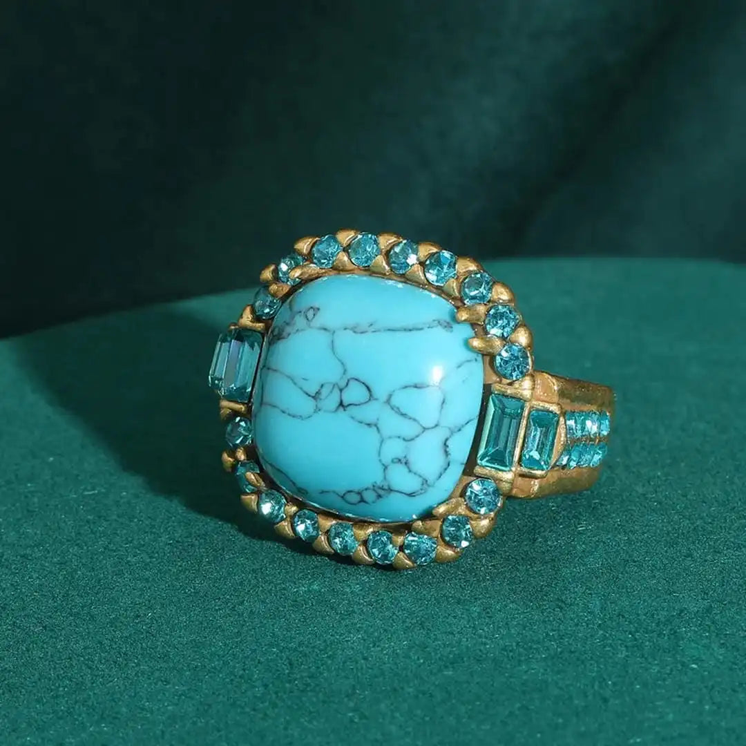 Anillo Turquesa de Oro Ajustable