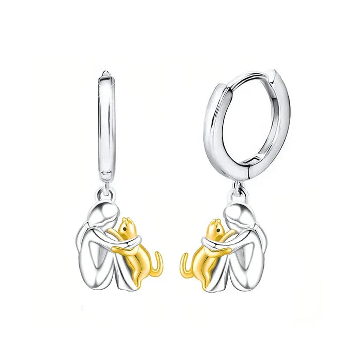 Pendientes Gato Abrazo Bicolor