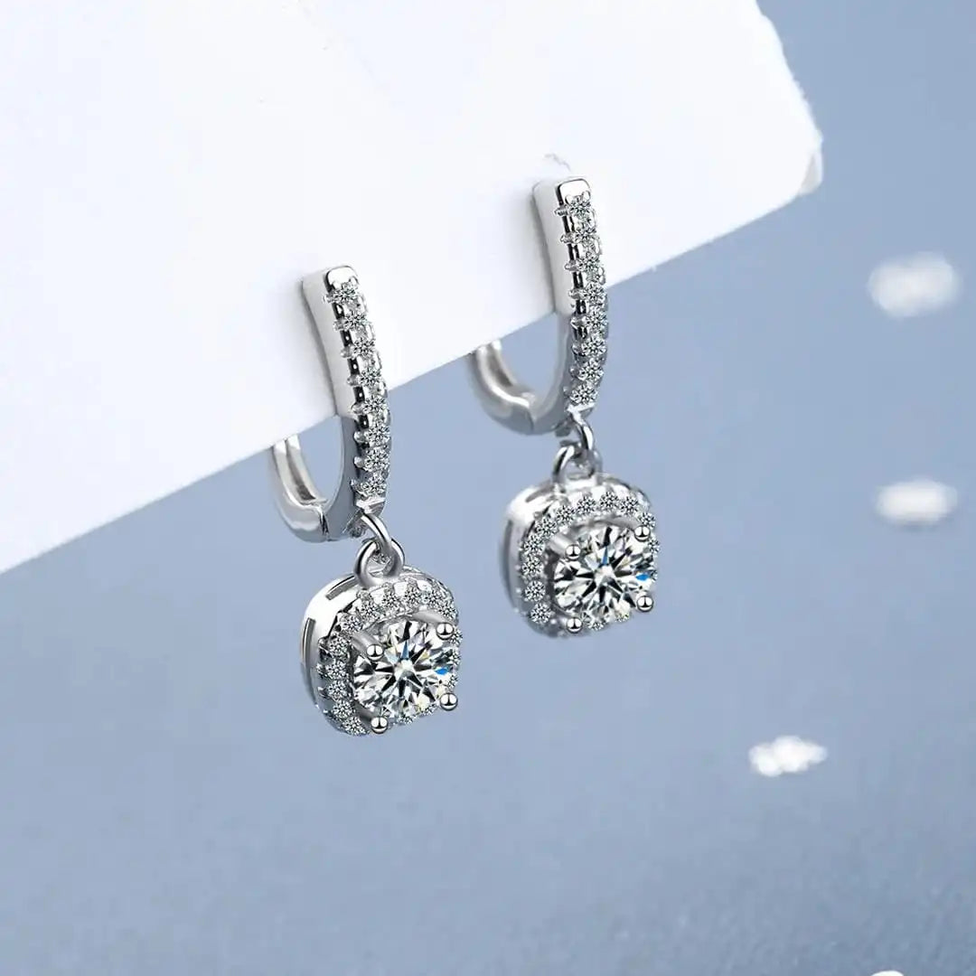 Pendientes Clásicos Oro Blanco con Piedra