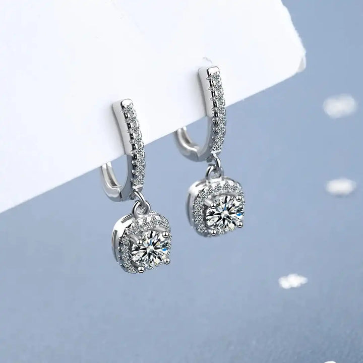 Pendientes Clásicos Oro Blanco con Piedra
