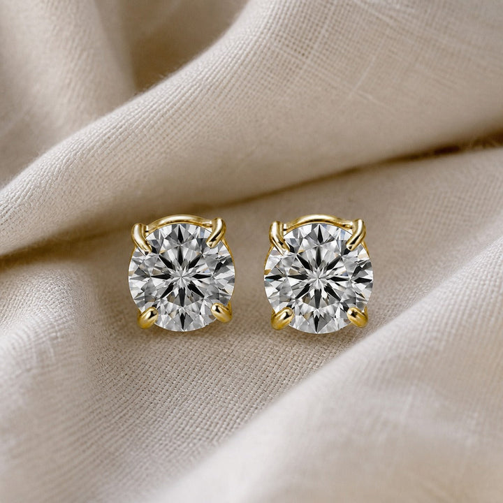 Pendientes Botón Brillantes Oro Blanco