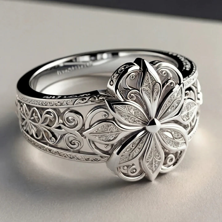 Anillo Floral Grabado