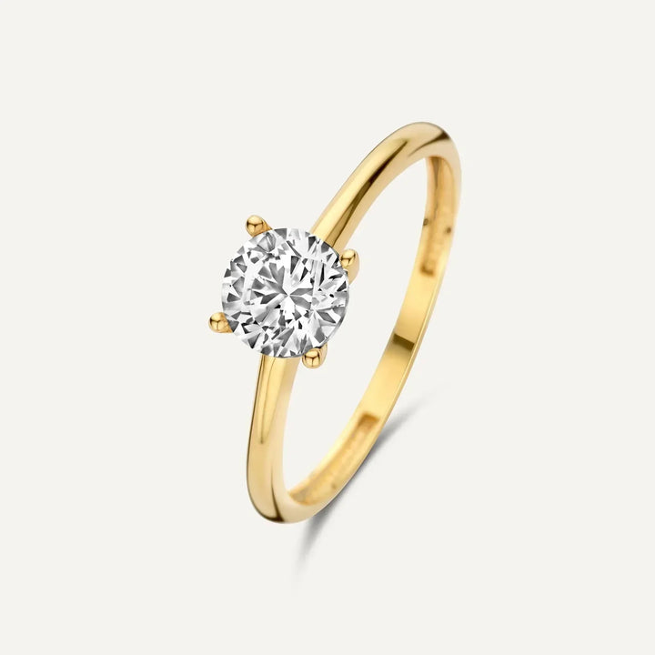Anillo Solitario Clásico Dorado