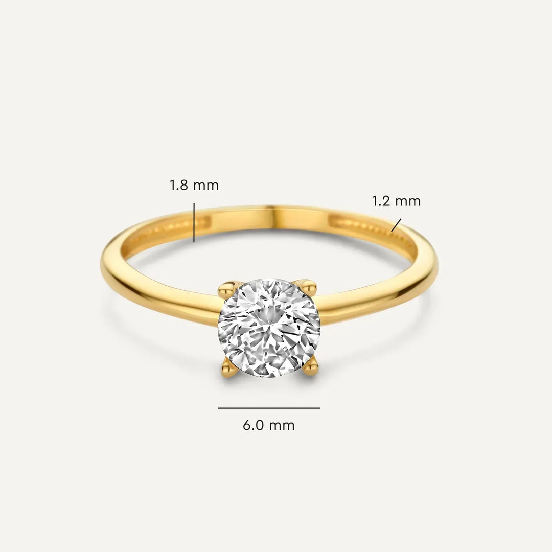 Anillo Solitario Clásico Dorado