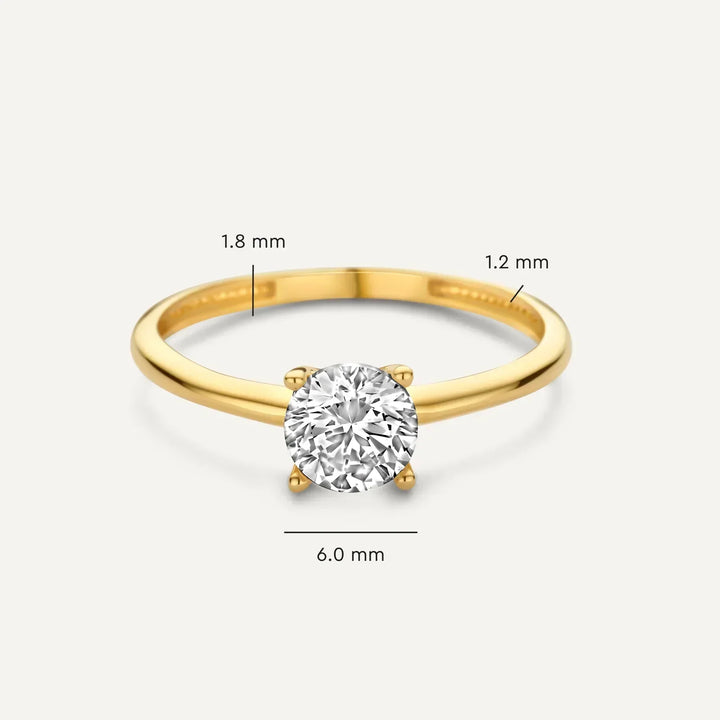 Anillo Solitario Clásico Dorado