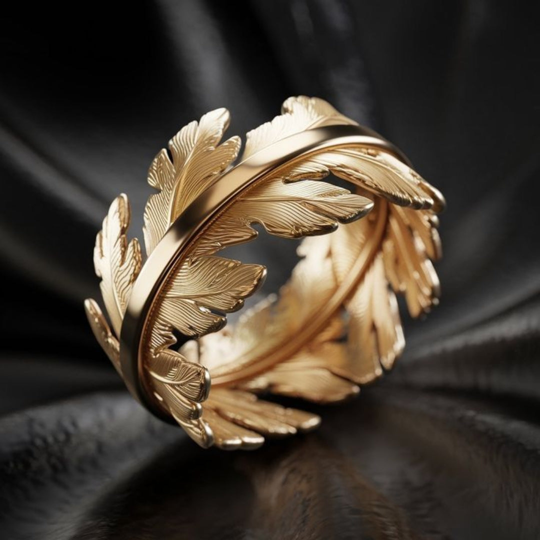 Anillo de hoja exótica de Oro