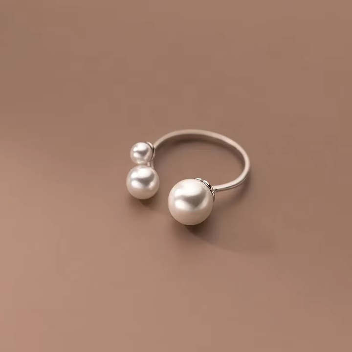 Anillo Triple Perla Ajustable